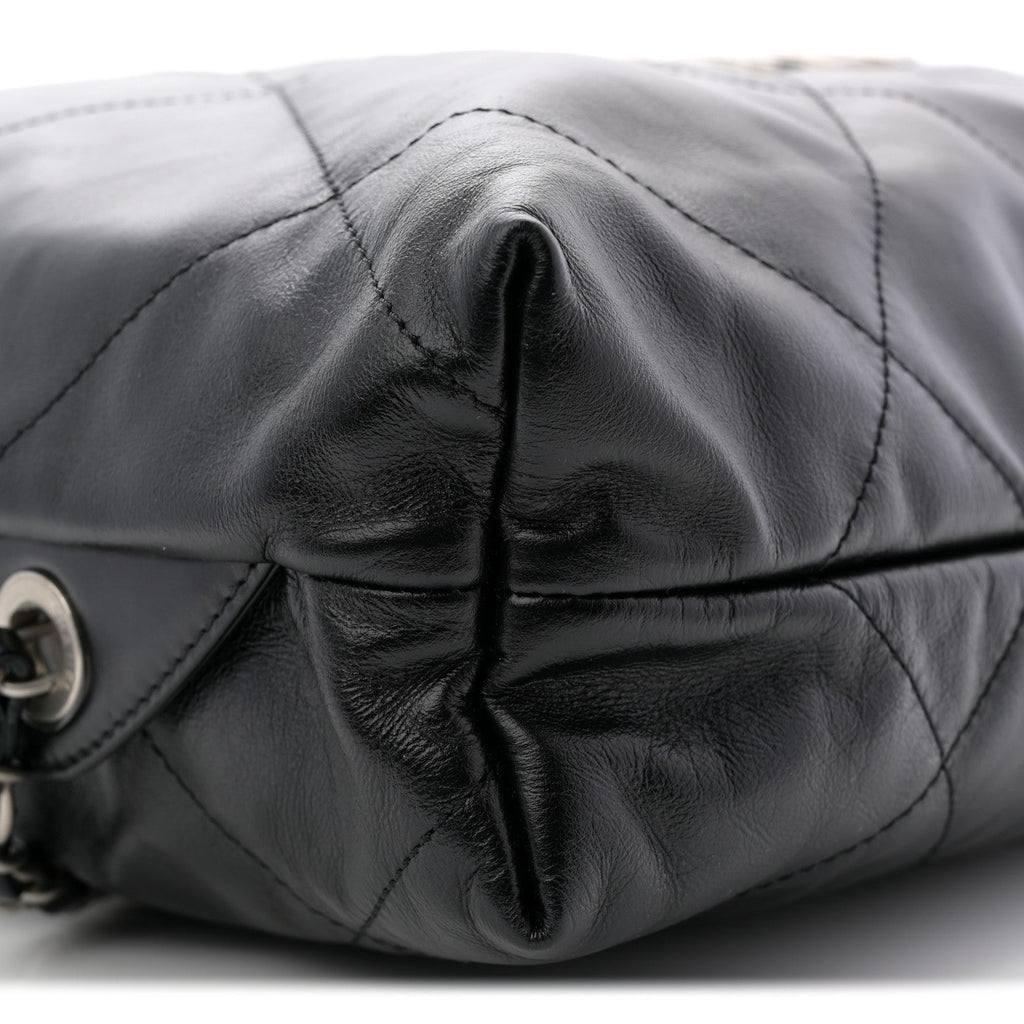 Chanel Shiny Calfskin Quilted Chanel 22 Backpack Black