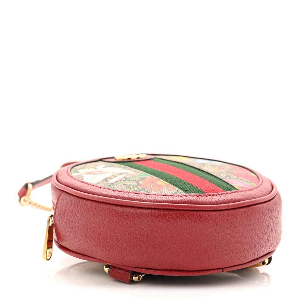 Gucci GG Supreme Monogram Web Flora Mini Ophidia Round Backpack Red