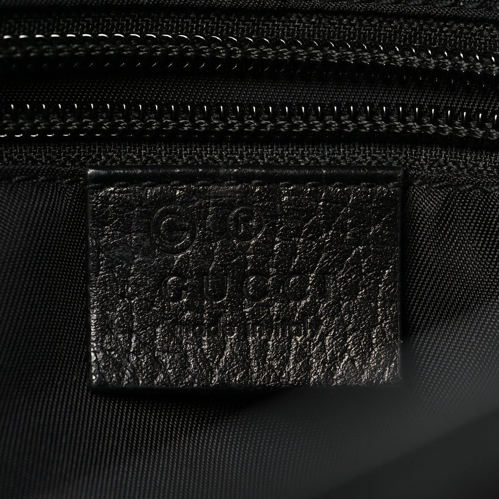 Gucci Nylon Monogram Double Buckle Flap Messenger Bag Black