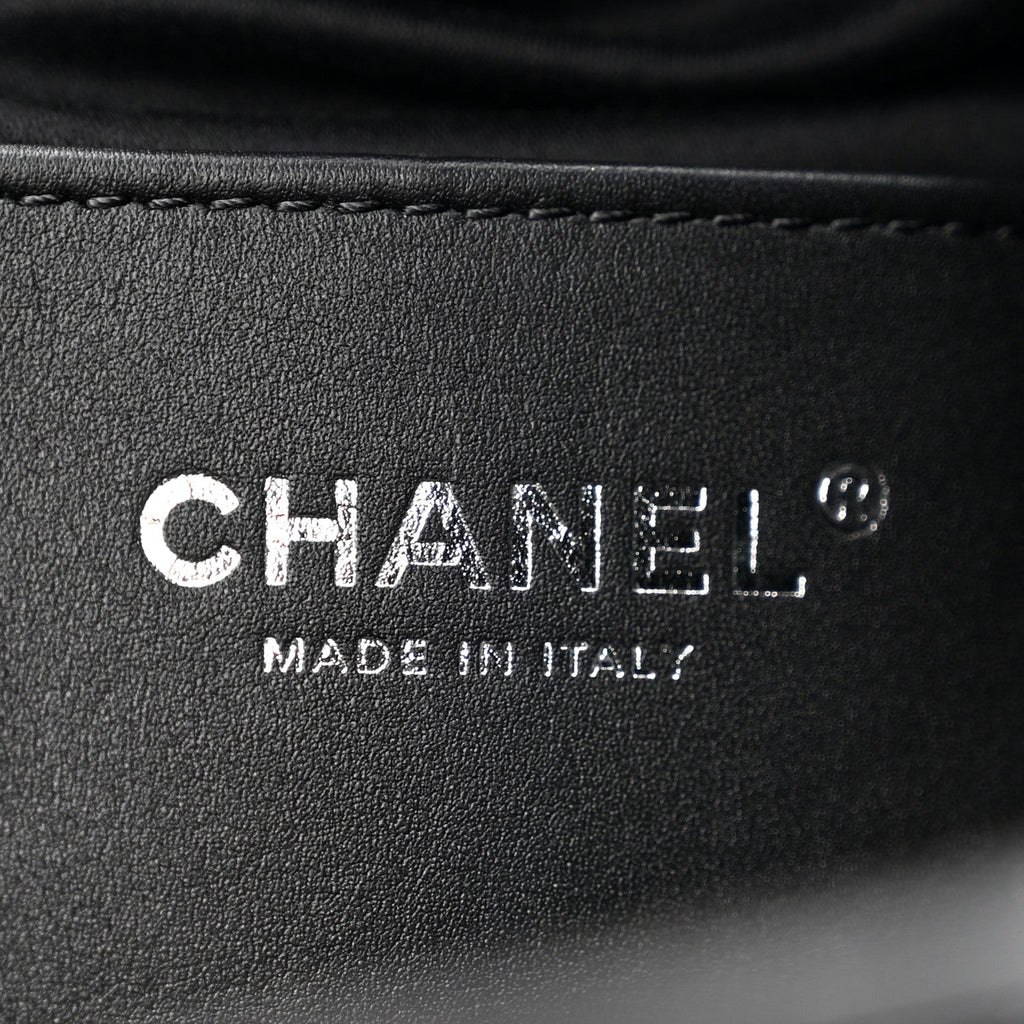 Chanel Shiny Crumpled Calfskin Quilted Small Chanel 25 Handbag Black