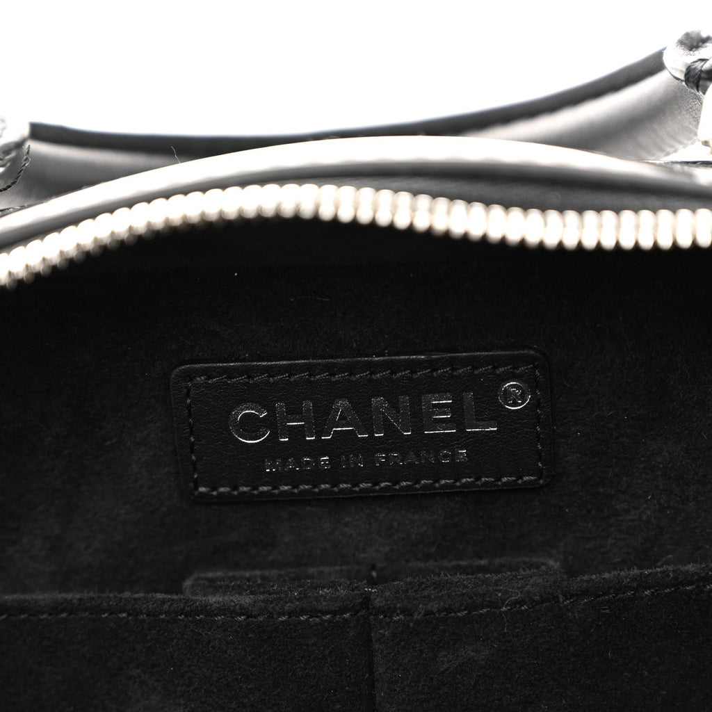Chanel Patent Quilted Travel Kit Vanity Case Black