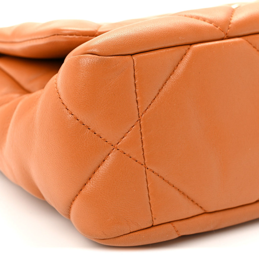 Chanel Lambskin Quilted Medium Chanel 19 Flap Light Brown