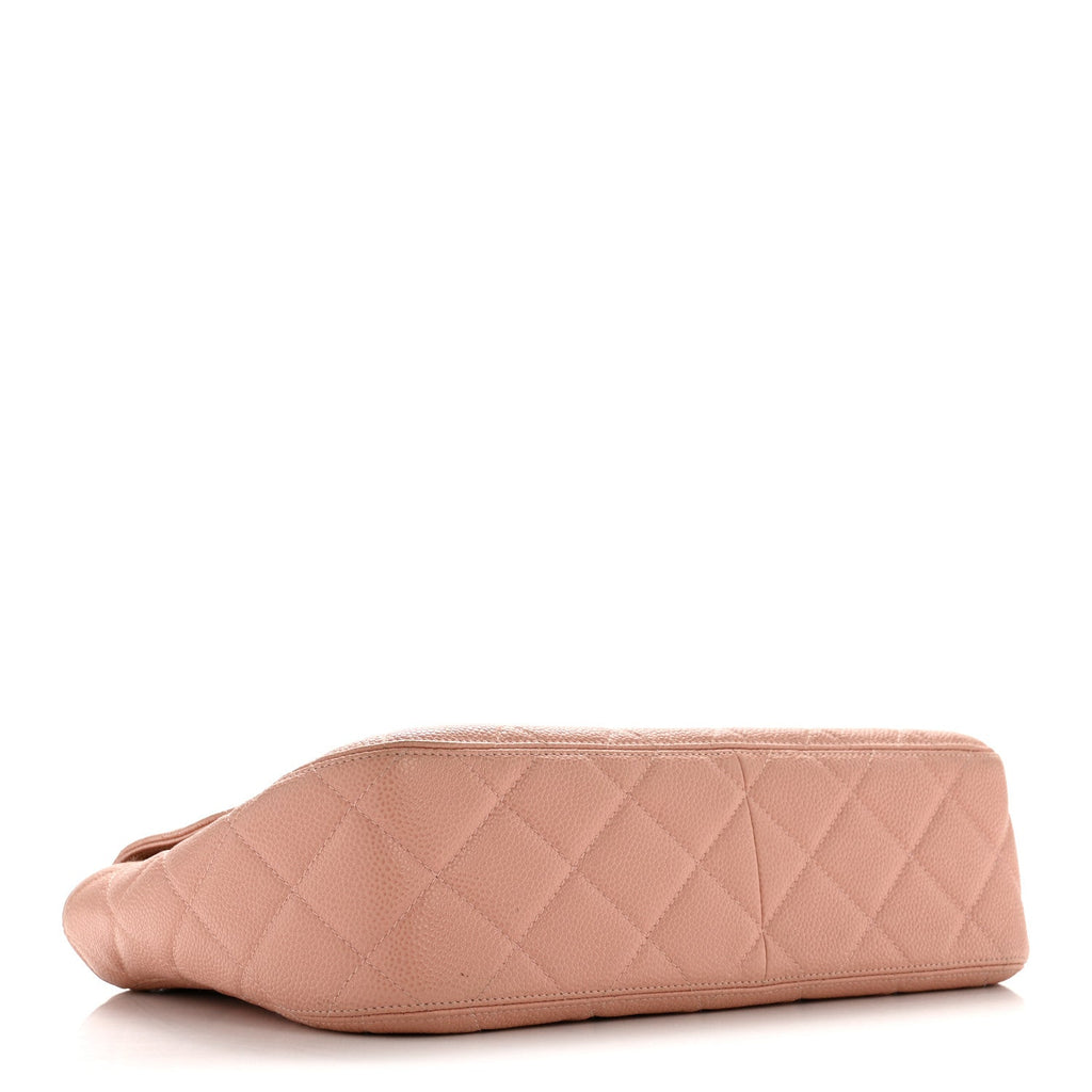Chanel Caviar Quilted XL Jumbo Single Flap Light Pink
