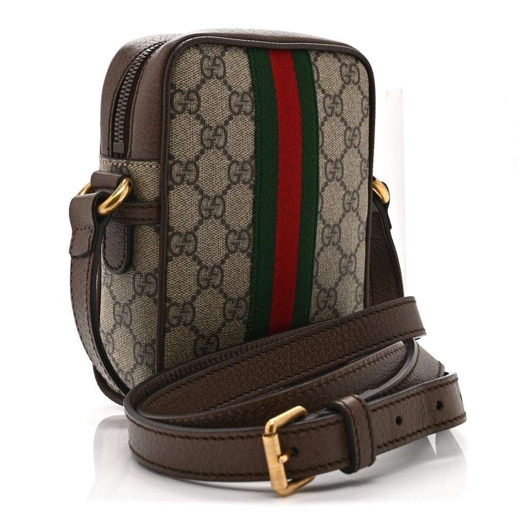 Gucci GG Supreme Monogram Web Mini Ophidia Messenger Brown