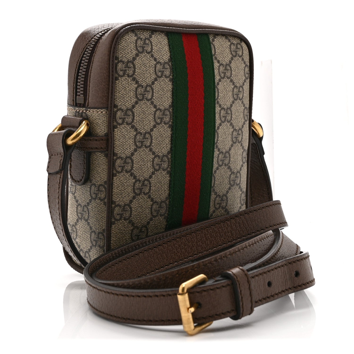 Gucci GG Supreme Monogram Web Mini Ophidia Messenger Brown