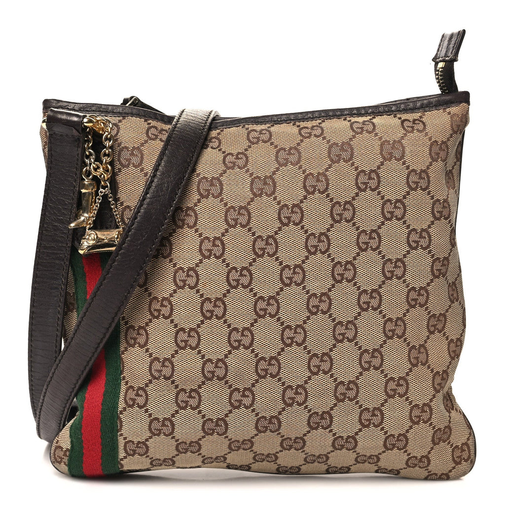 Gucci Monogram Web Jolicoeur Charms Messenger Dark Brown