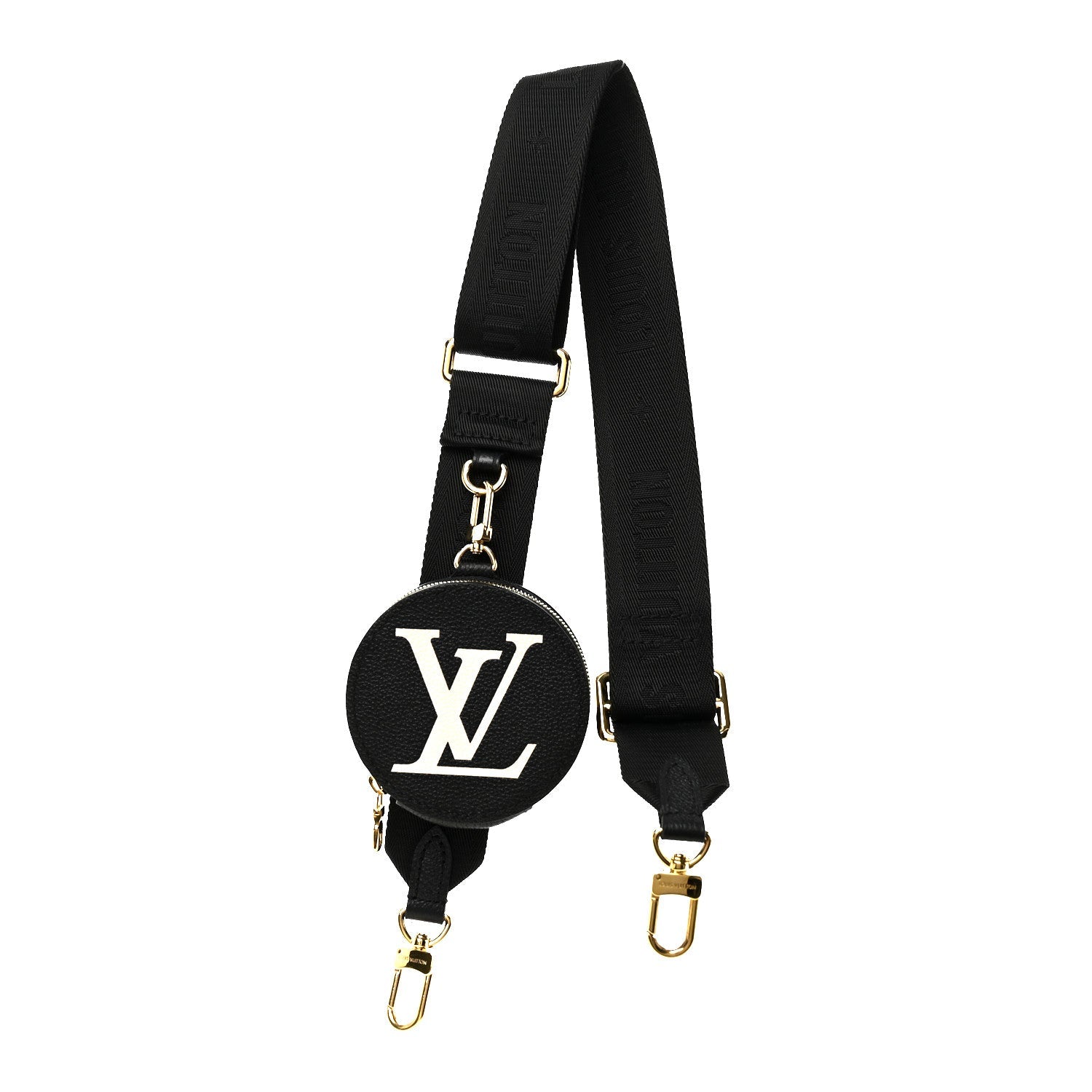 Louis Vuitton Nylon Empreinte Monogram Giant Bandouliere Strap with Coin Purse Black Beige