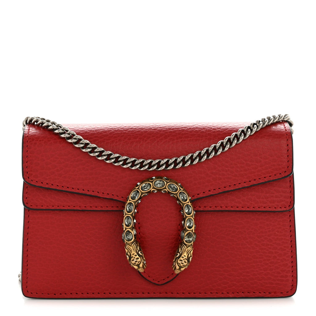Gucci Calfskin Super Mini Dionysus Shoulder Bag Hibiscus Red