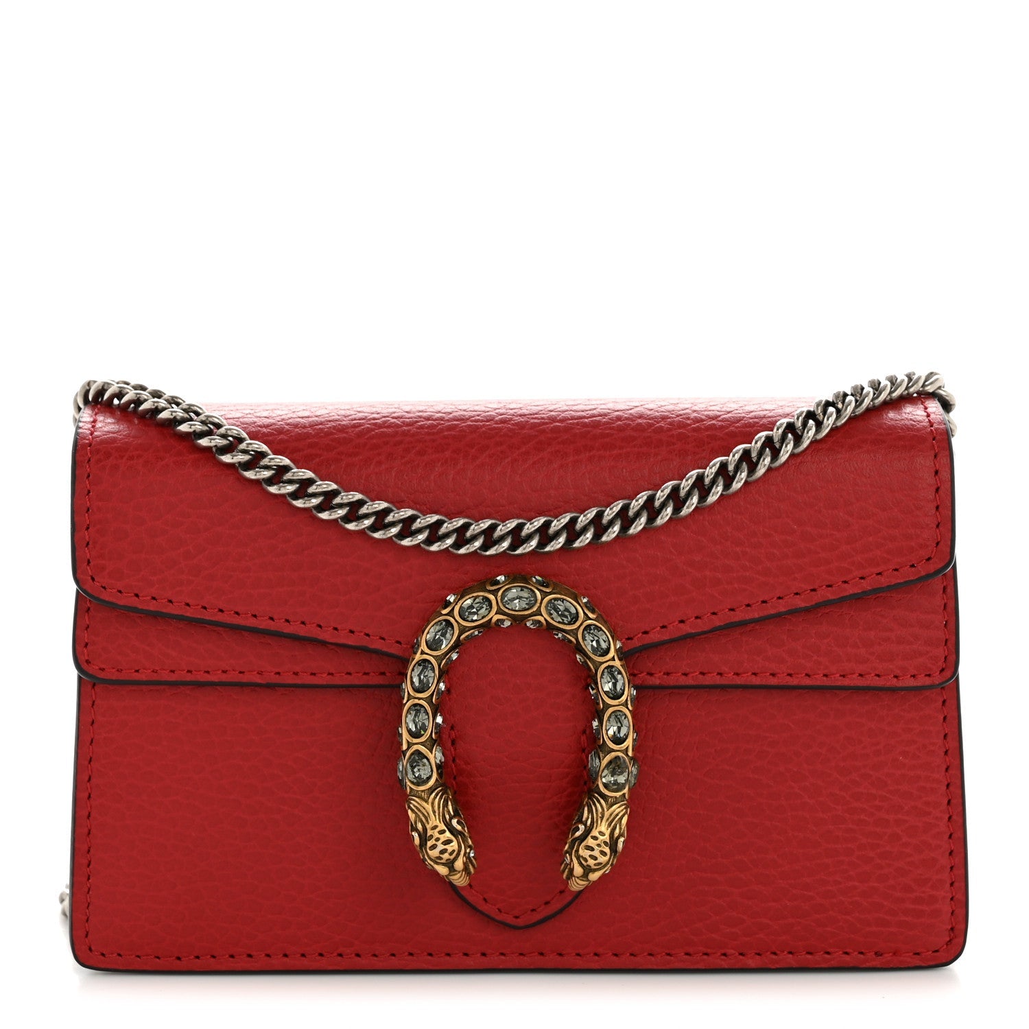Gucci Calfskin Super Mini Dionysus Shoulder Bag Hibiscus Red