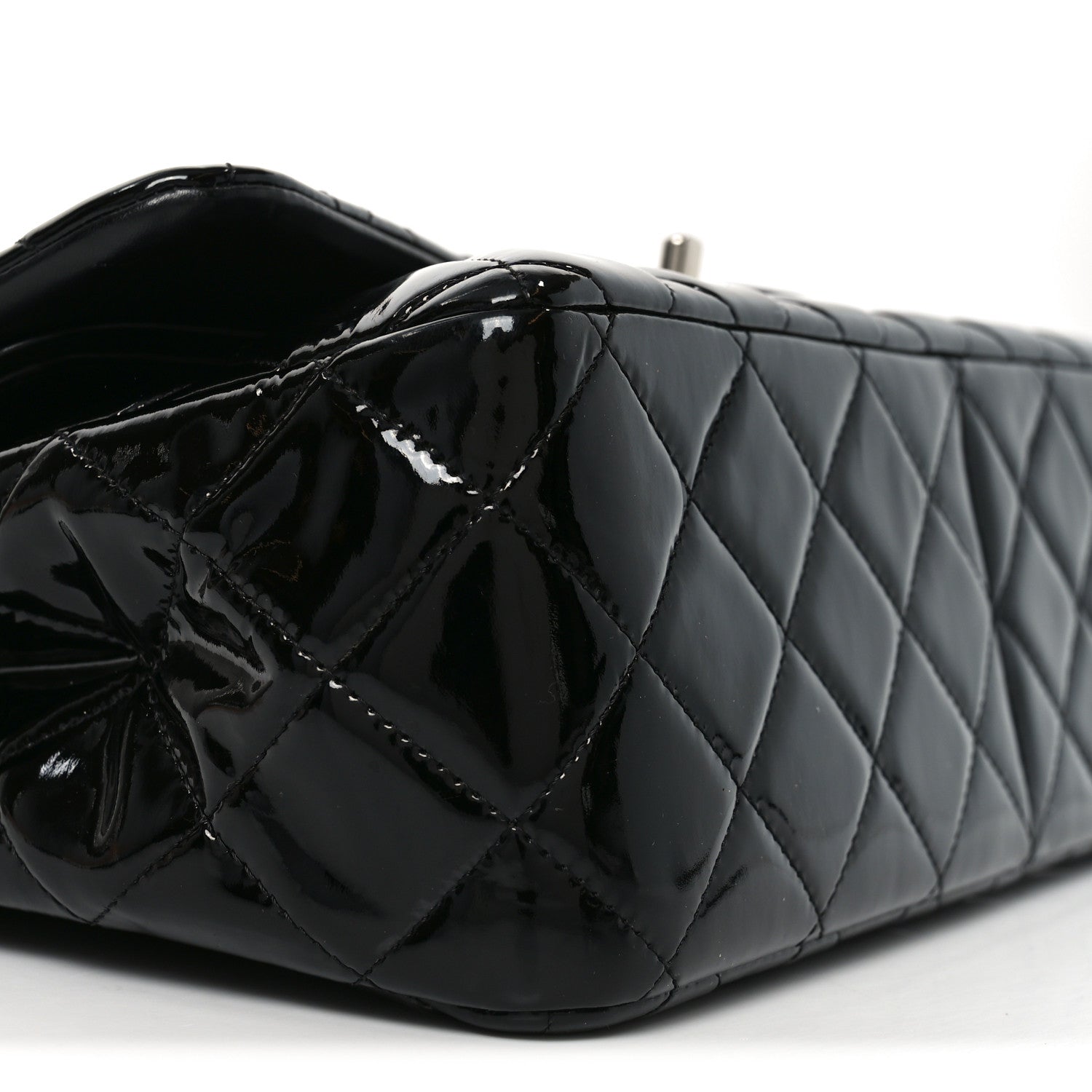 Chanel Patent Quilted Jumbo Double Flap Black