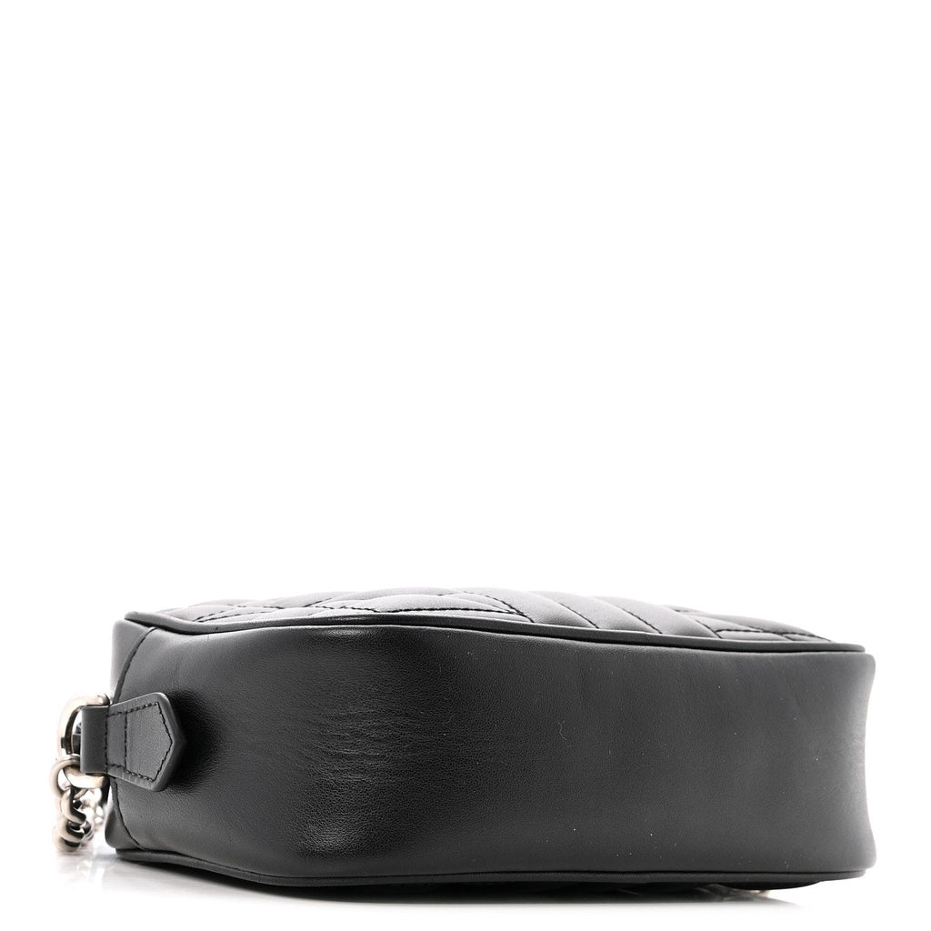 Gucci Calfskin Matelasse Aria GG Marmont Chain Shoulder Bag Black