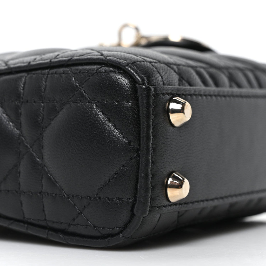 Christian Dior Lambskin Cannage Micro Lady Dior Black