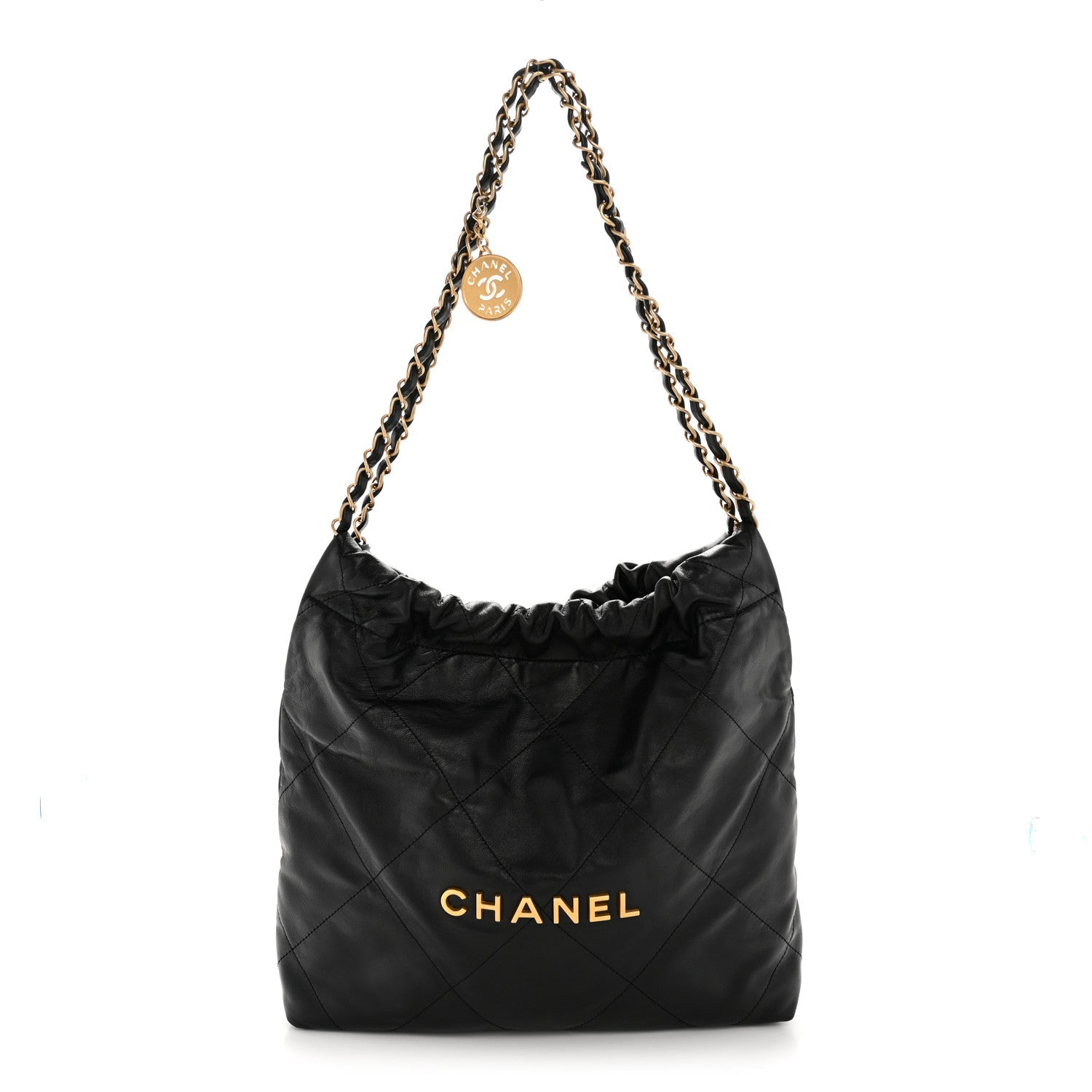 Chanel Shiny Calfskin Quilted Small Chanel 22 Black