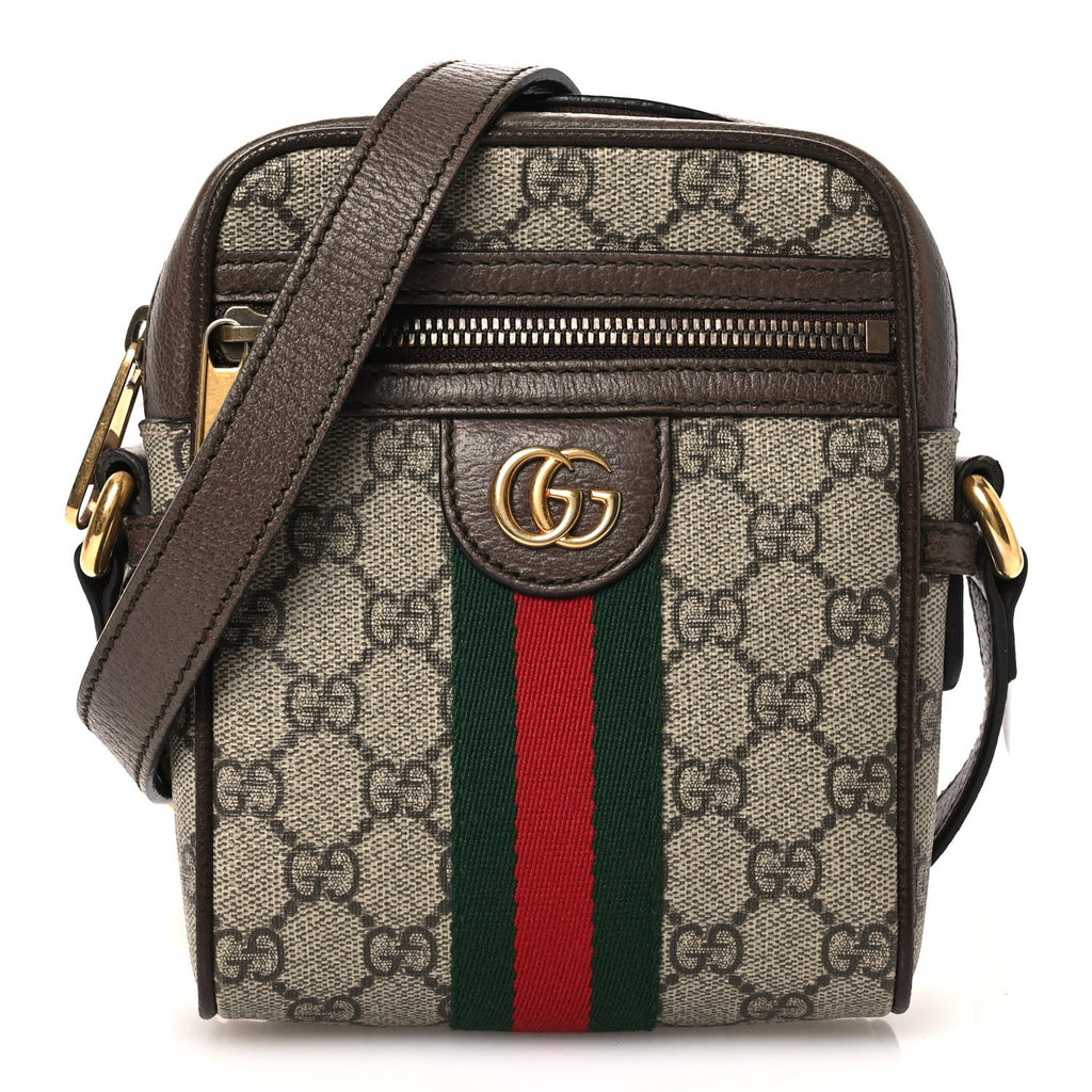 Gucci GG Supreme Monogram Web Mini Ophidia Messenger Brown