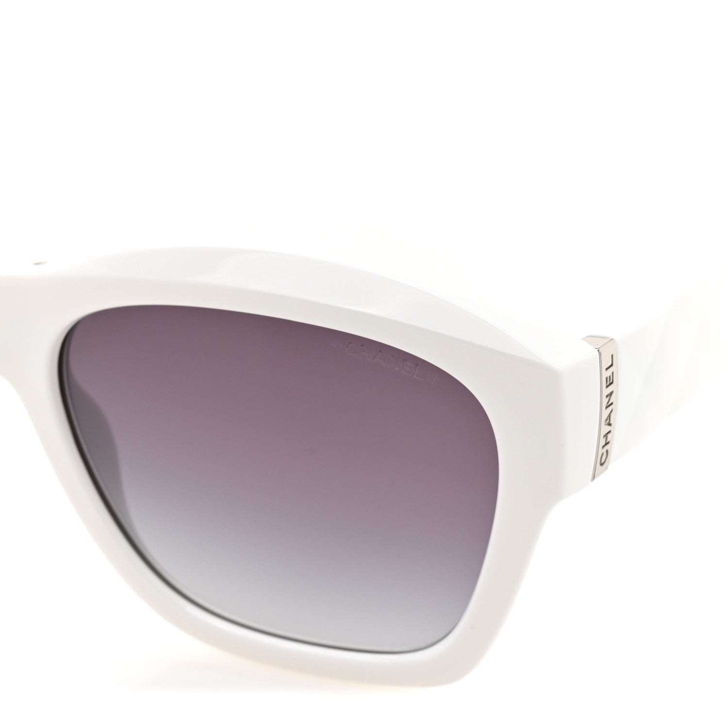 Acetate Metal Crystal Square Folding Sunglasses 6055-B White
