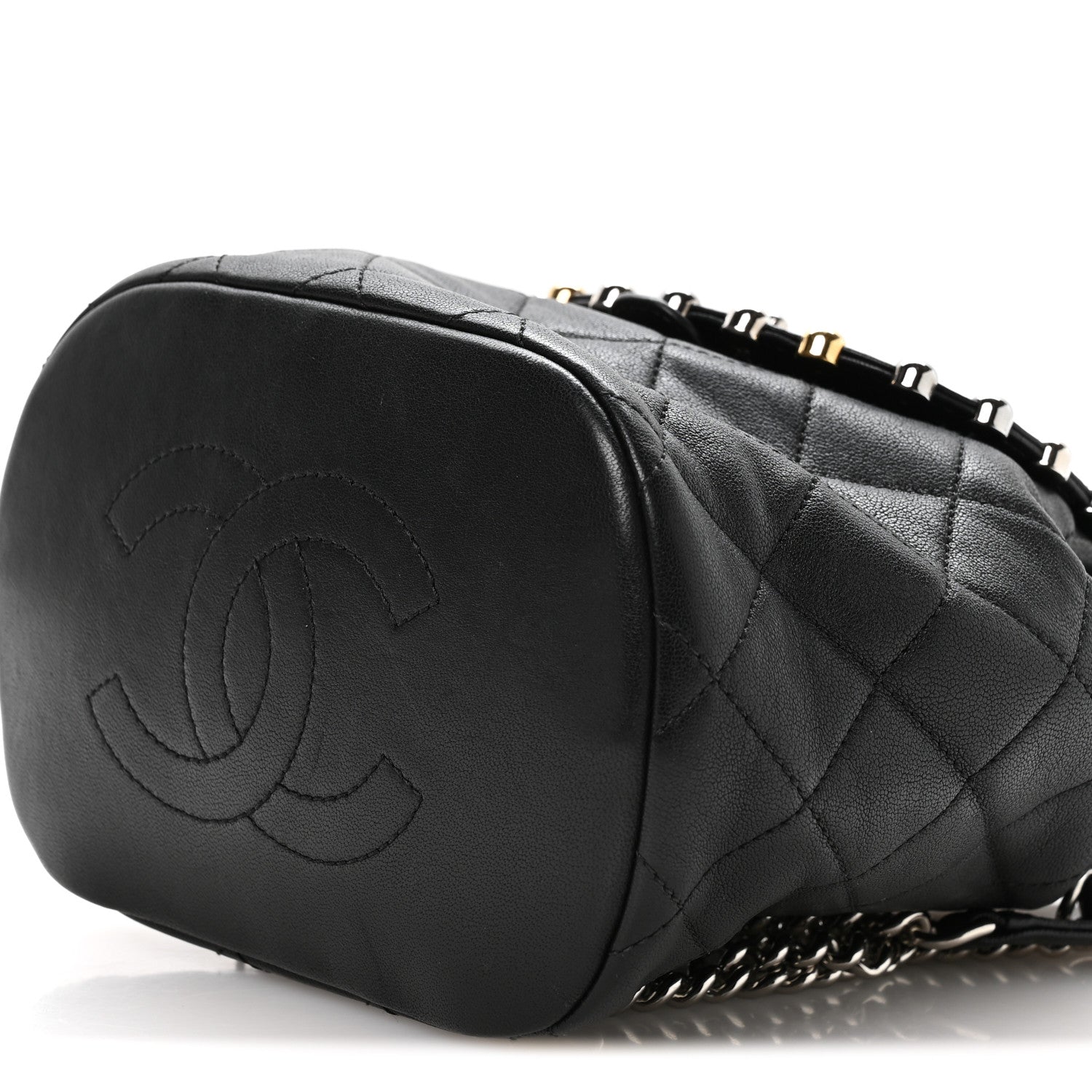 Chanel Lambskin Quilted Metallic Bubble Backpack Black