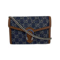 GUCCI - Dionysus GG Denim Shoulder Bag Collection - Blue Brown w/ Shoulder Chain
