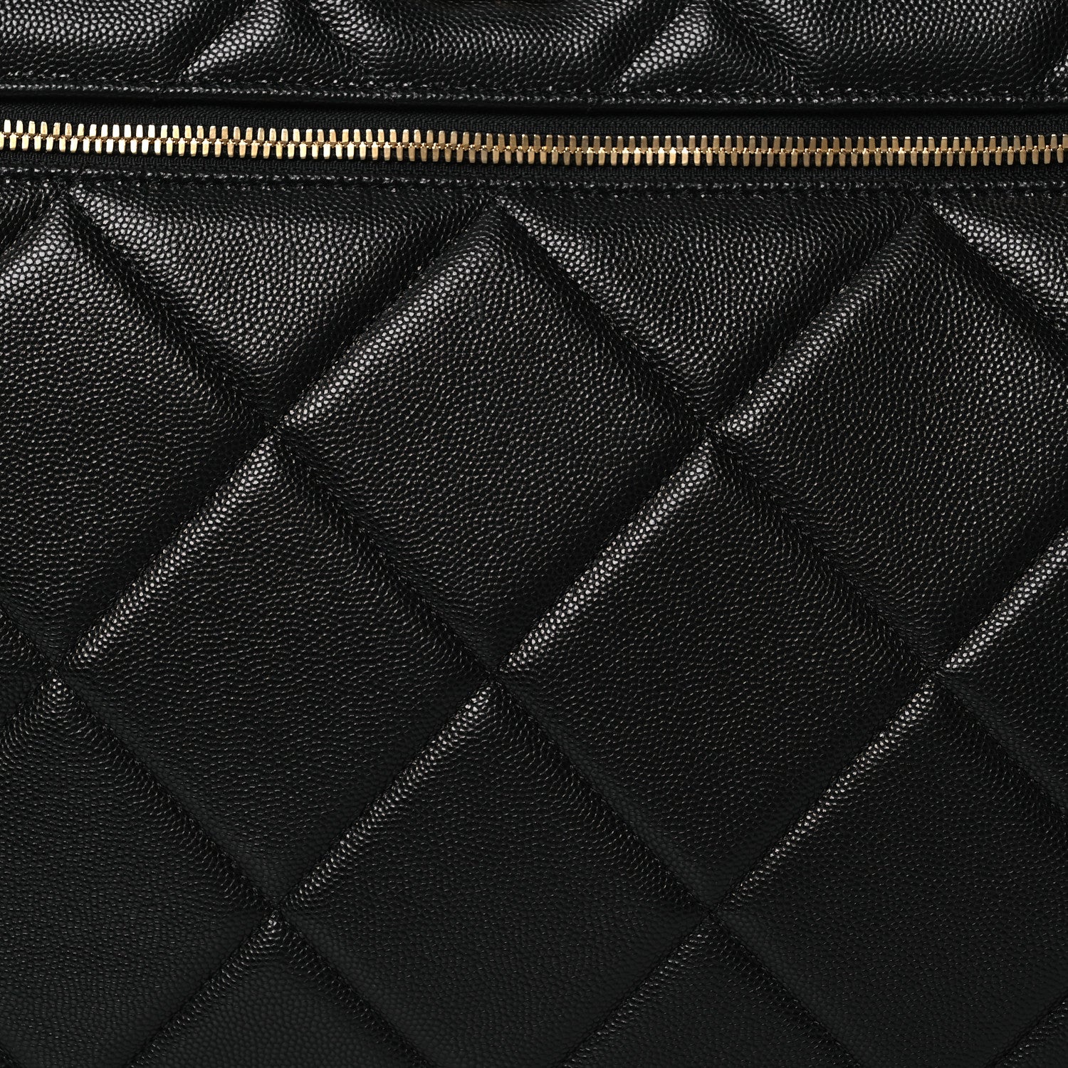 Chanel Shiny Grained Calfskin Quilted Large Travel Bowling Bag Black
