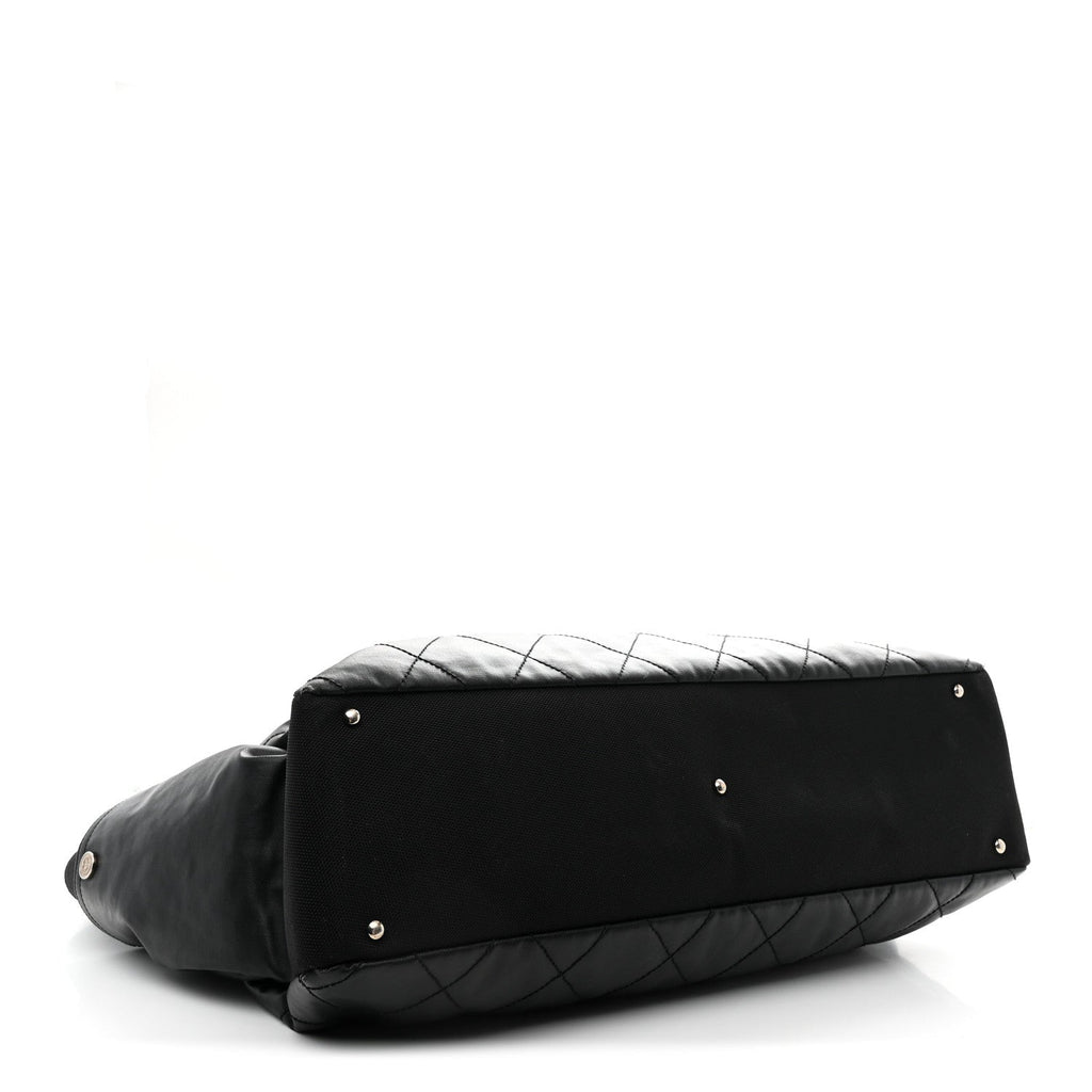 Chanel Coated Canvas Stitched XL Paris Biarritz Tote Black