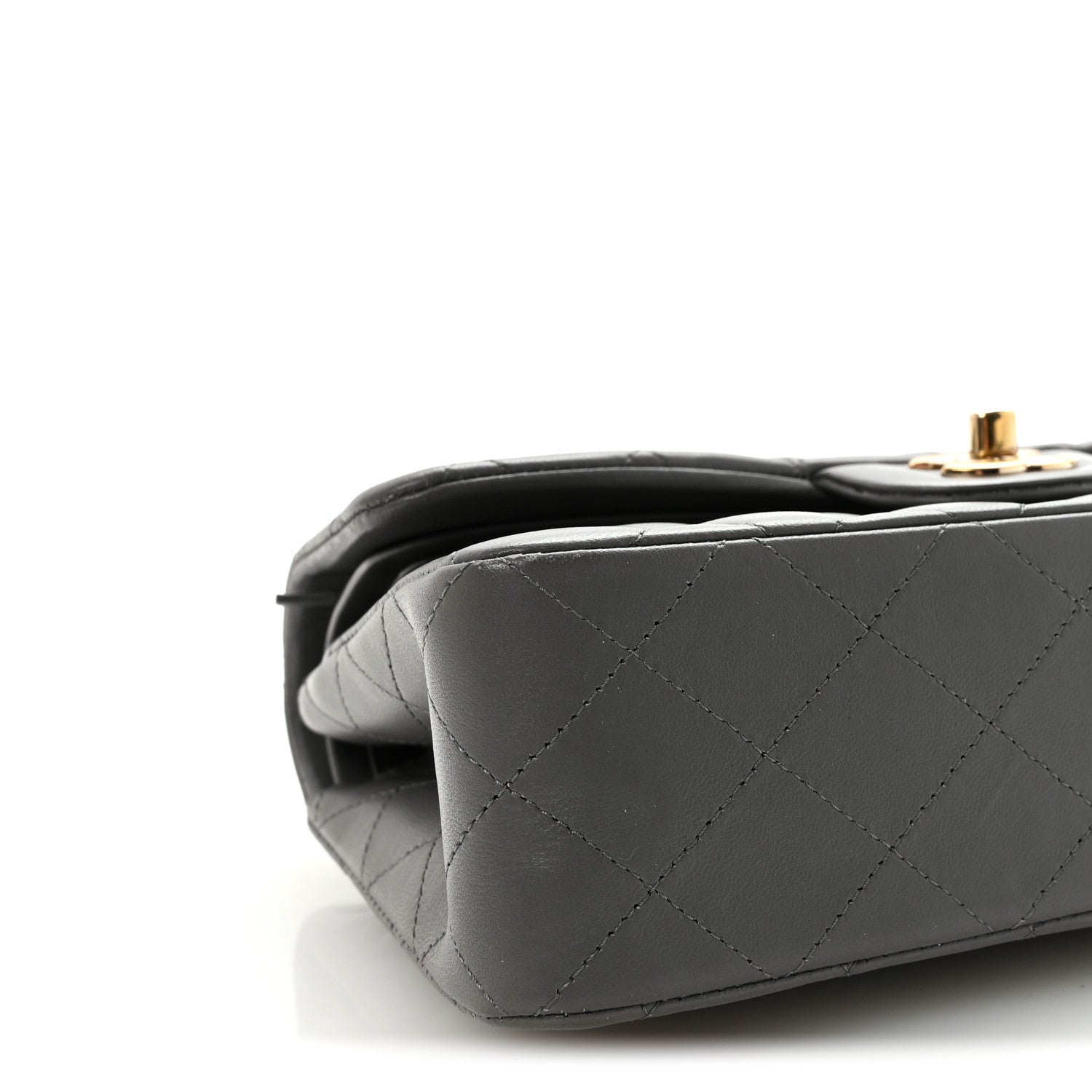 Chanel Lambskin Quilted Small Double Flap Grey