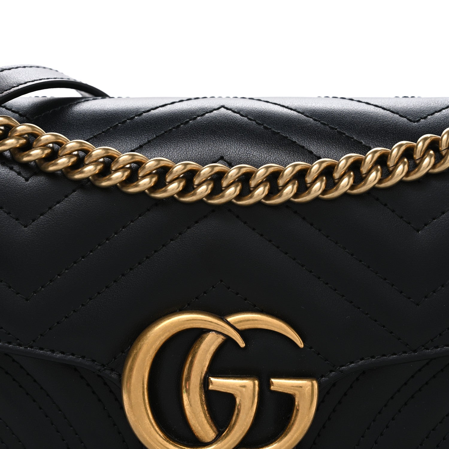 Gucci Calfskin Matelasse Small GG Marmont Shoulder Bag Black