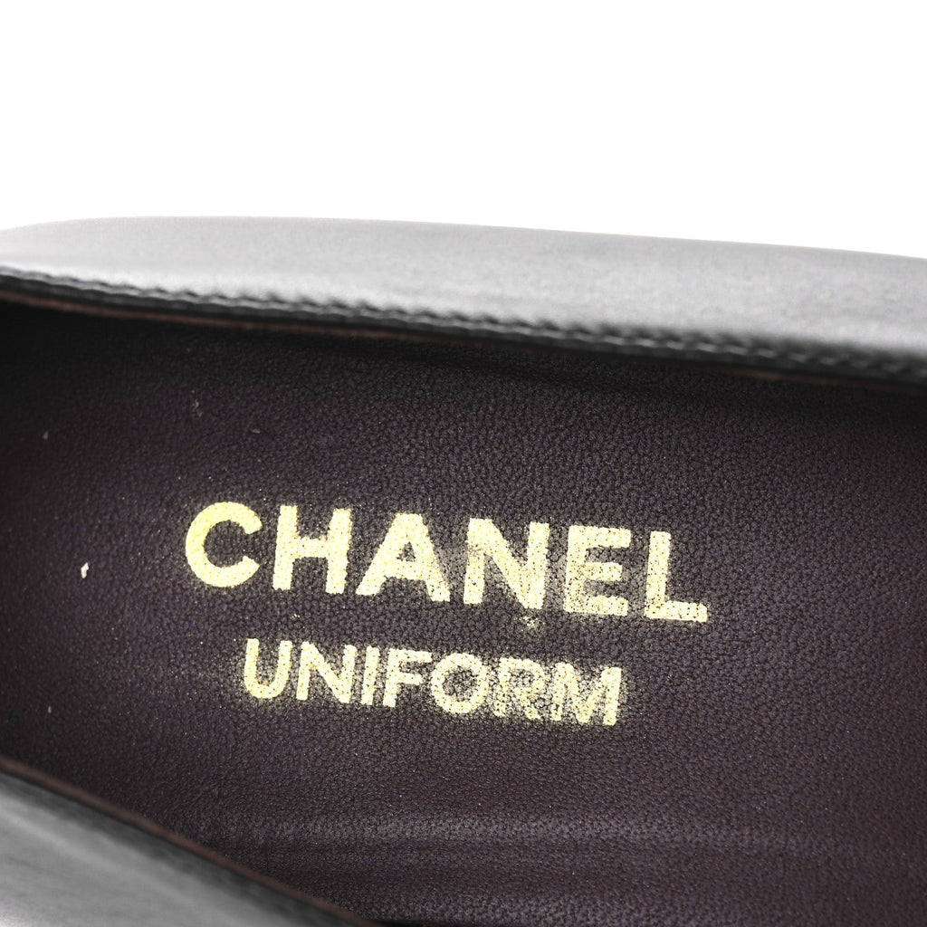 Lambskin Cap Toe CC Uniform Pumps 36 Black
