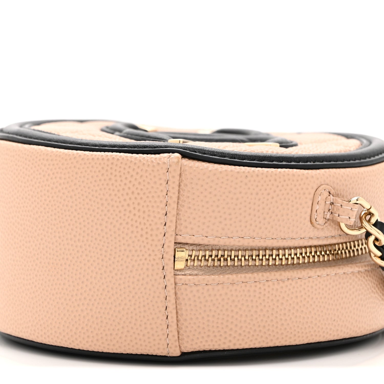 Chanel Caviar Quilted Round Filigree Crossbody Beige Black