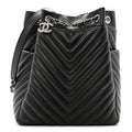 Chanel Lambskin Chevron Small Urban Spirit Drawstring Bag Black