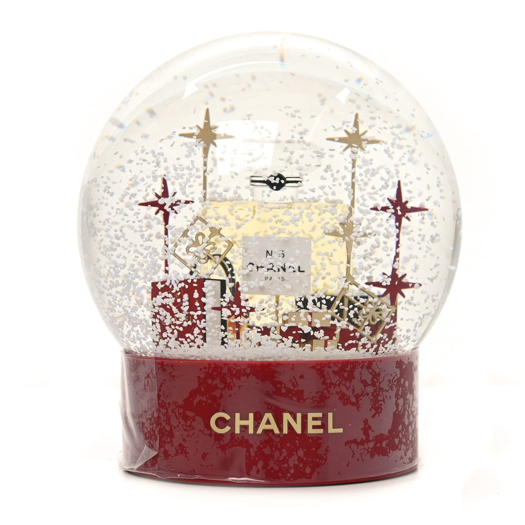 Glass N°5 Perfume Bottle Snow Globe Red