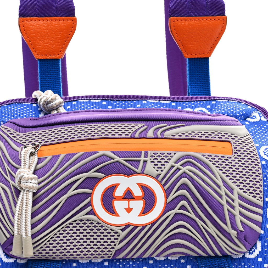 Gucci Jersey GG Monogram All Over Sporty Flap Backpack Blue Multicolor
