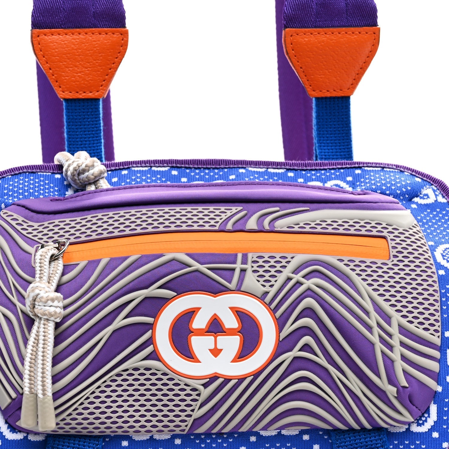 Gucci Jersey GG Monogram All Over Sporty Flap Backpack Blue Multicolor