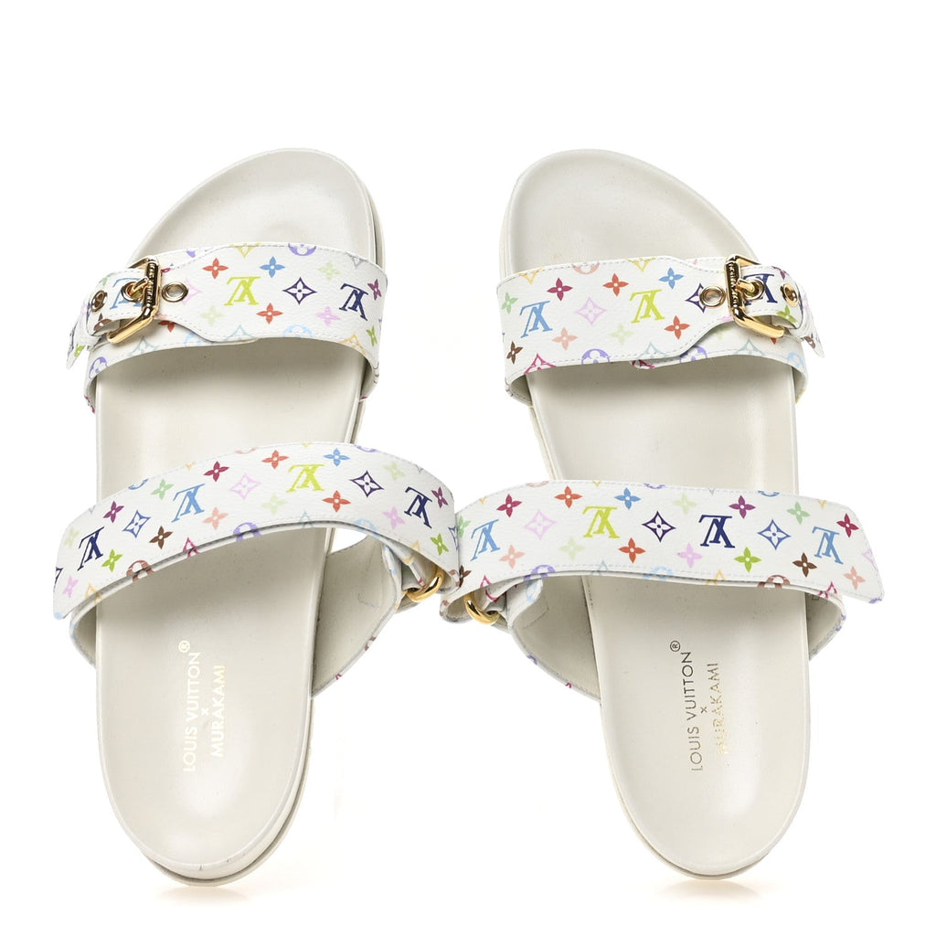 Louis Vuitton LV X TM Monogram Multicolor Bom Dia Comfort Mule Sandals 38.5 White