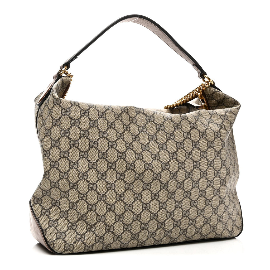 Gucci GG Supreme Monogram Large Linea A Hobo Light Brown