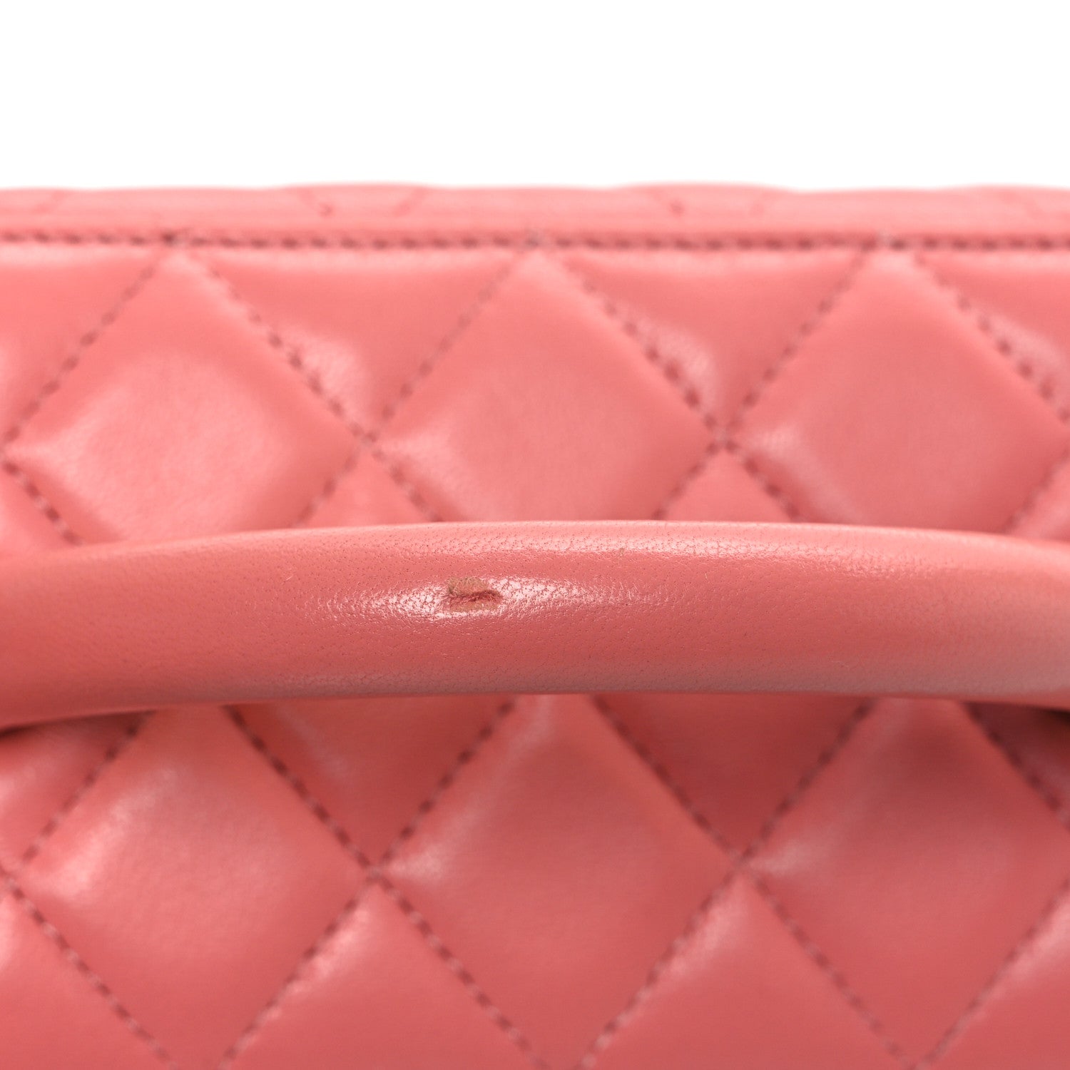 Chanel Lambskin Quilted Small Charming Top Handle Vanity Case With Chain Pink