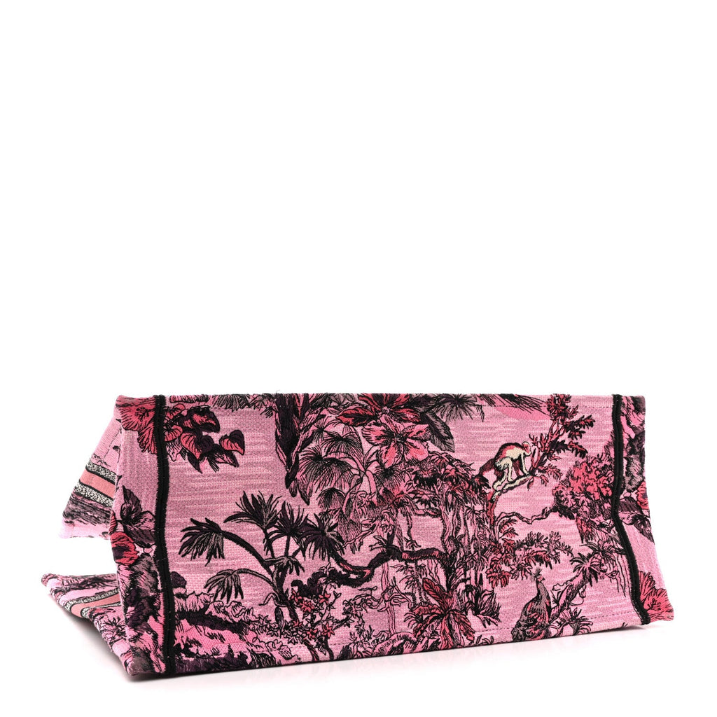 Christian Dior Canvas Embroidered Large Toile de Jouy Voyage Book Tote Fuchsia Multicolor