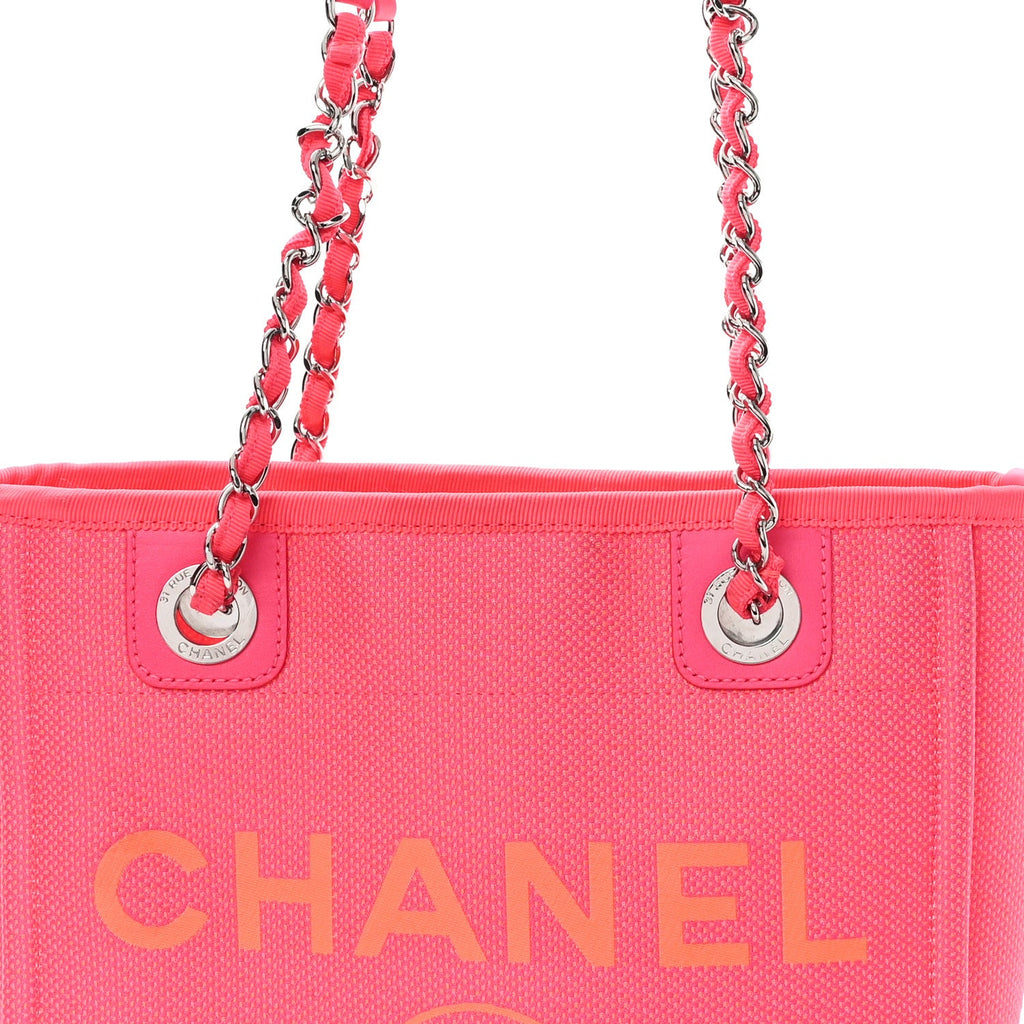Chanel Canvas Mini Deauville Tote Pink Orange