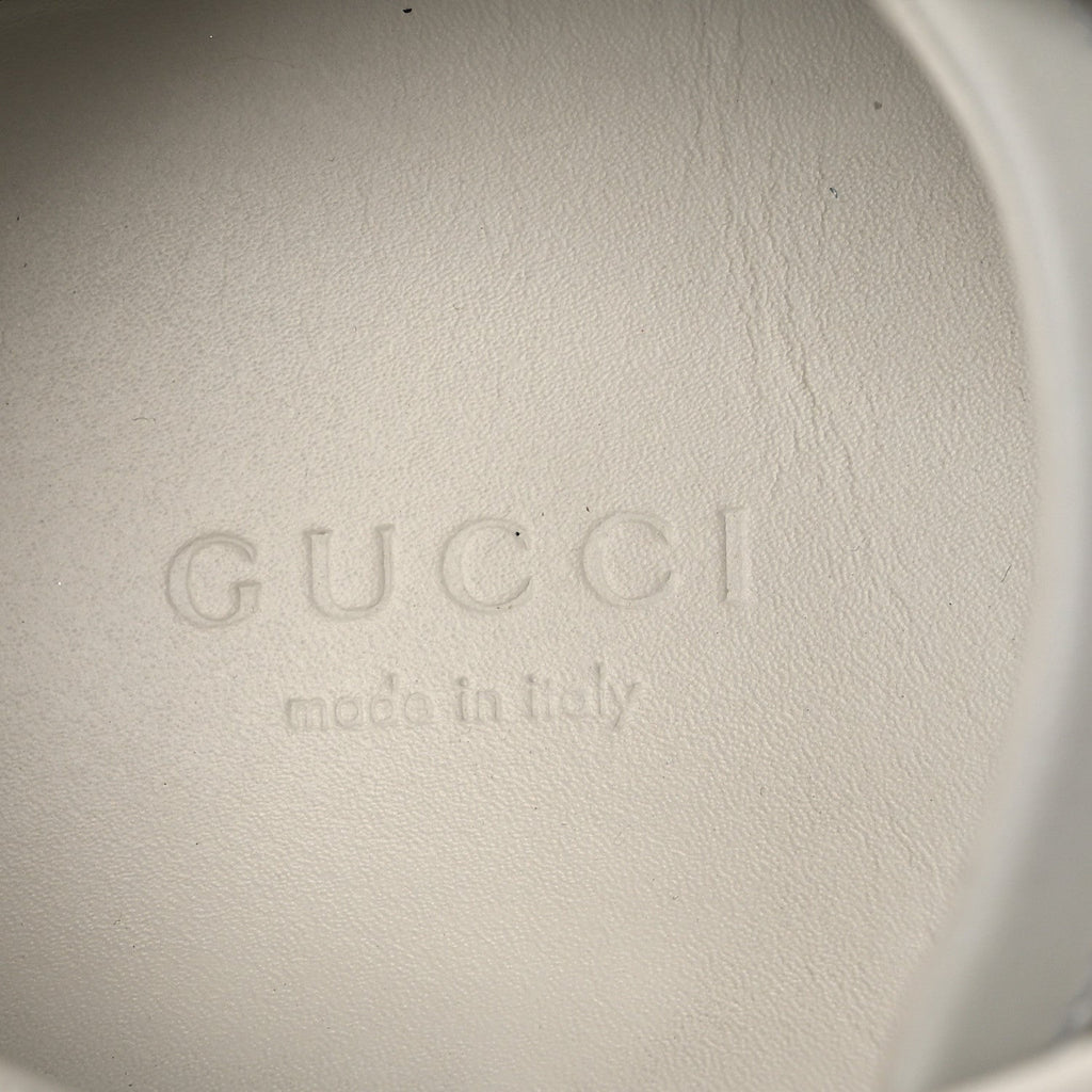 Gucci Calfskin Ayers Bee Embroidered Womens Ace Sneakers 36 White Green