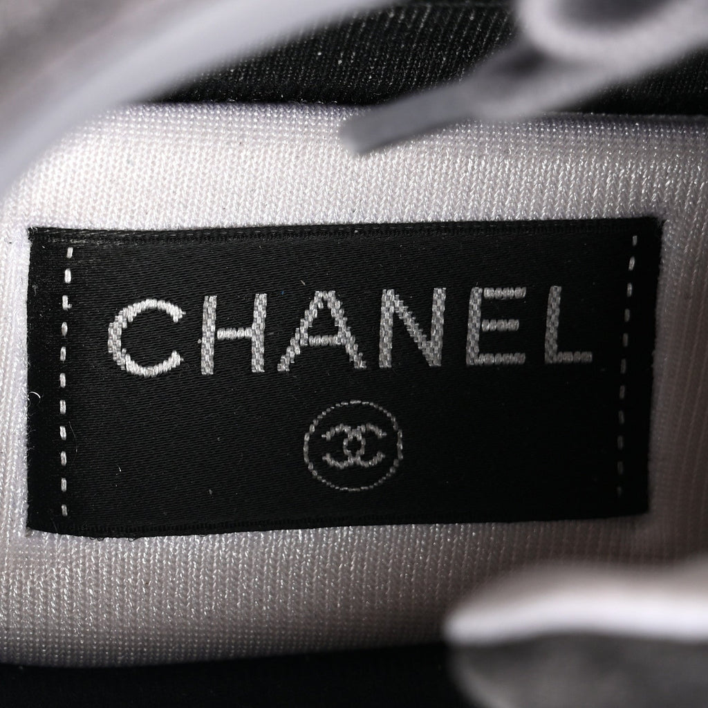 Chanel Suede Calfskin CC Sneakers 36.5 Black Grey