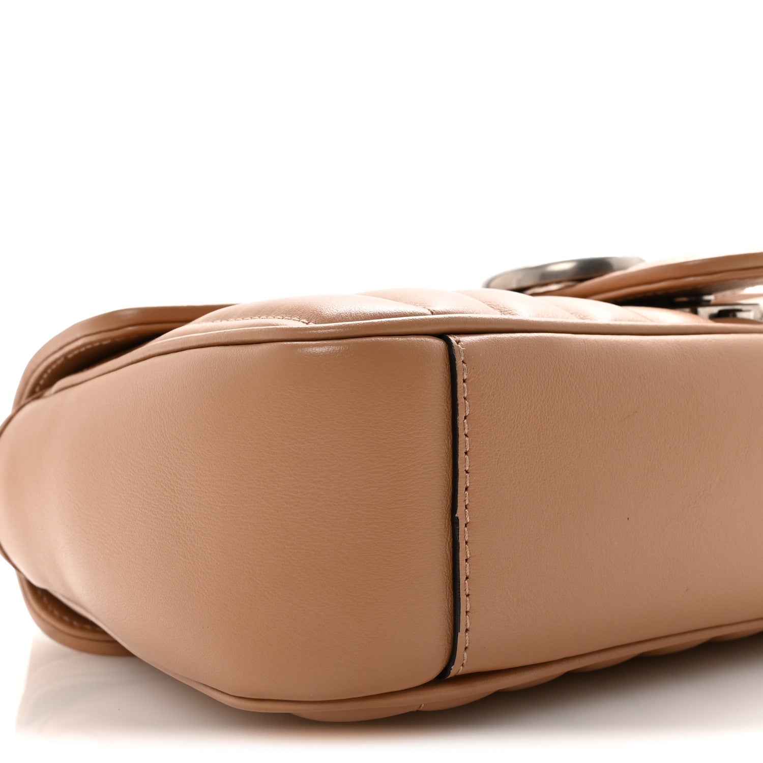 Gucci Calfskin Matelasse Aria Small GG Marmont Shoulder Bag Camelia
