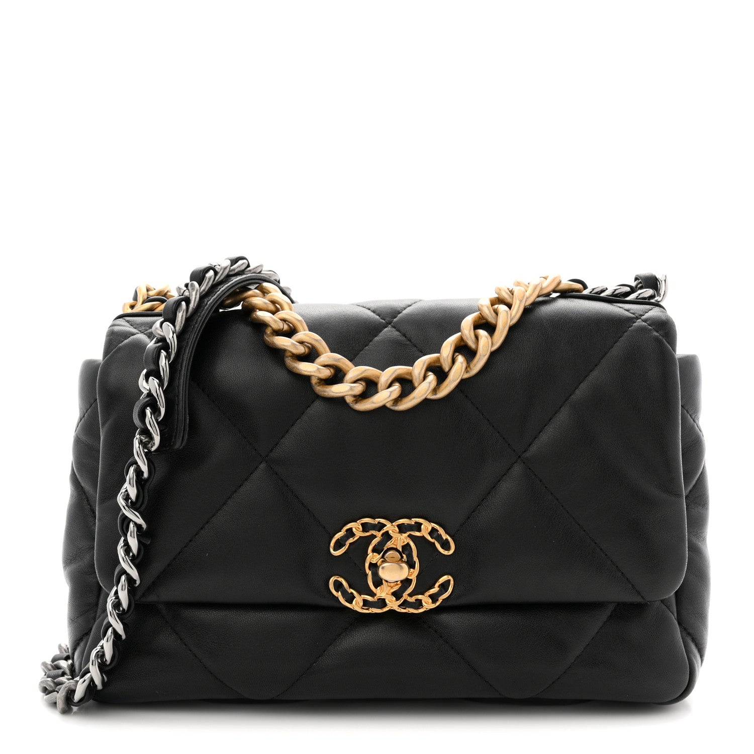 Chanel Lambskin Quilted Medium Chanel 19 Flap Black