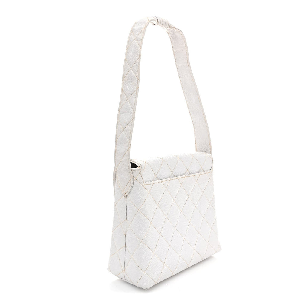 Chanel Caviar CC Shoulder Bag White
