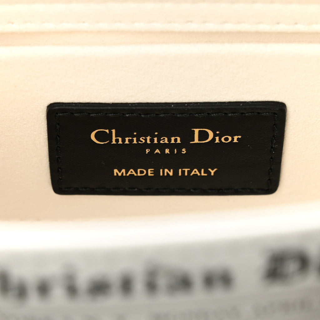 Christian Dior Calfskin Newspaper Printed Small Lady D-Joy Black White