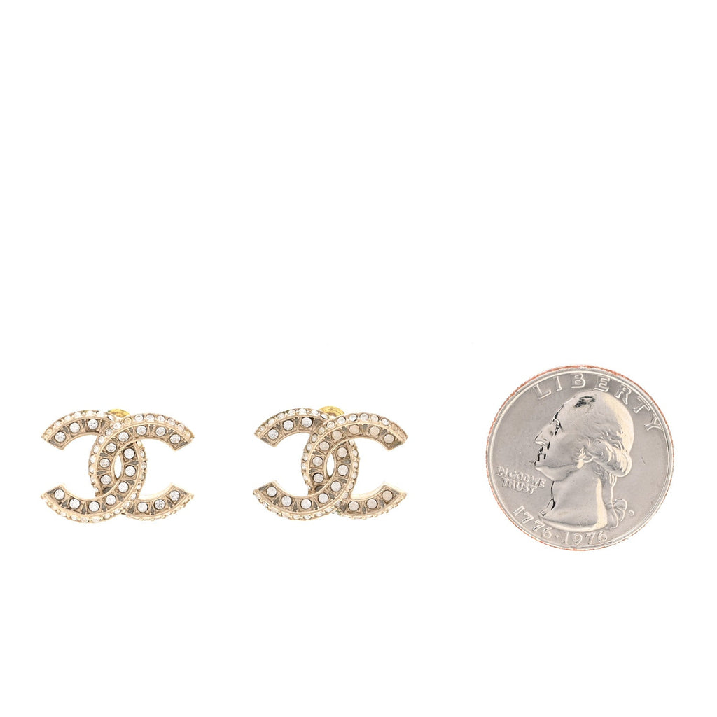 Crystal Timeless CC Earrings Light Gold