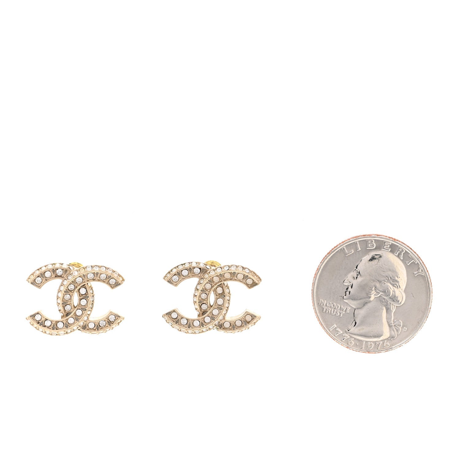Crystal Timeless CC Earrings Light Gold