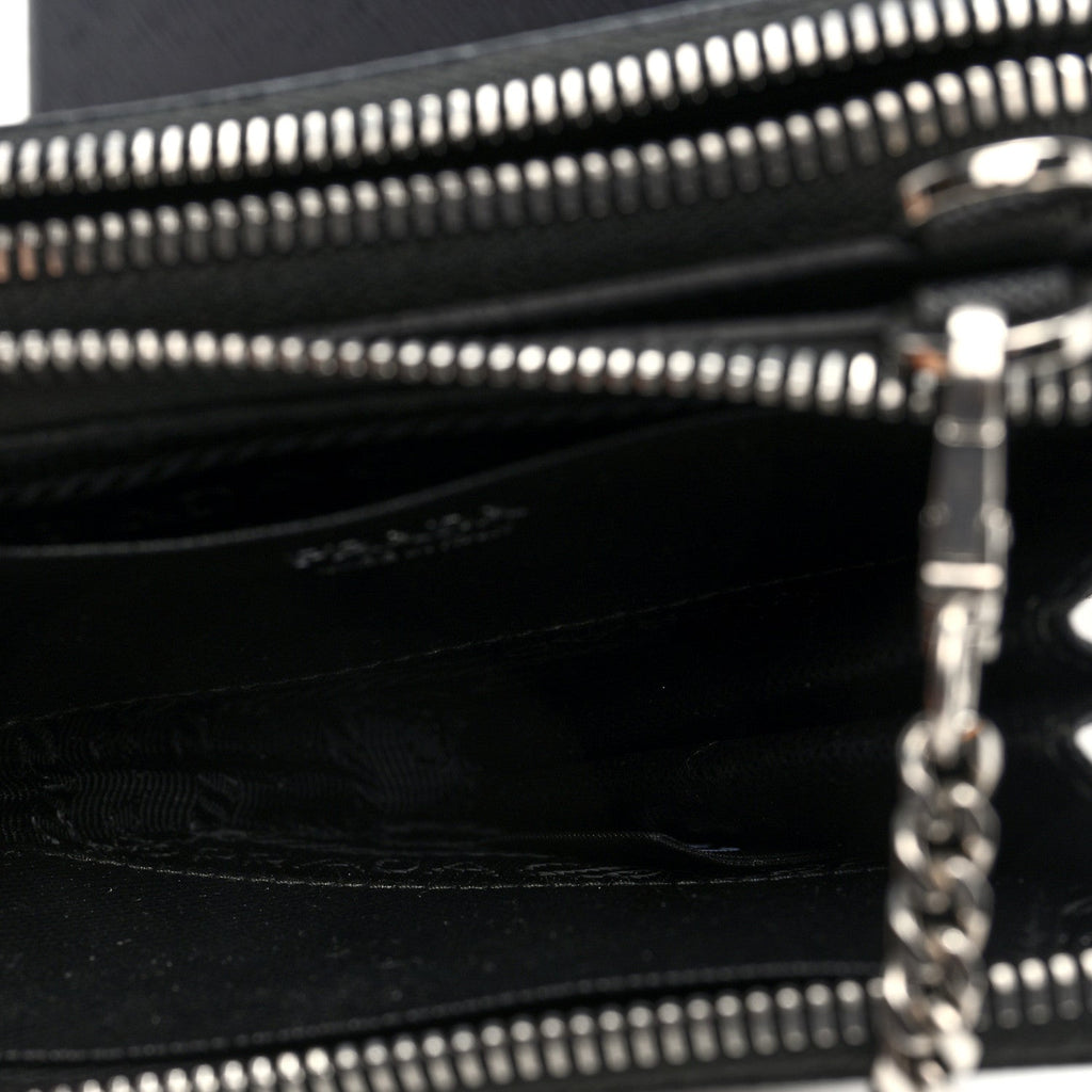 Prada Saffiano Mini Triangle Crossbody Pouch Black