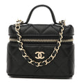 Caviar Quilted Mini Bag Charm With Chain Black