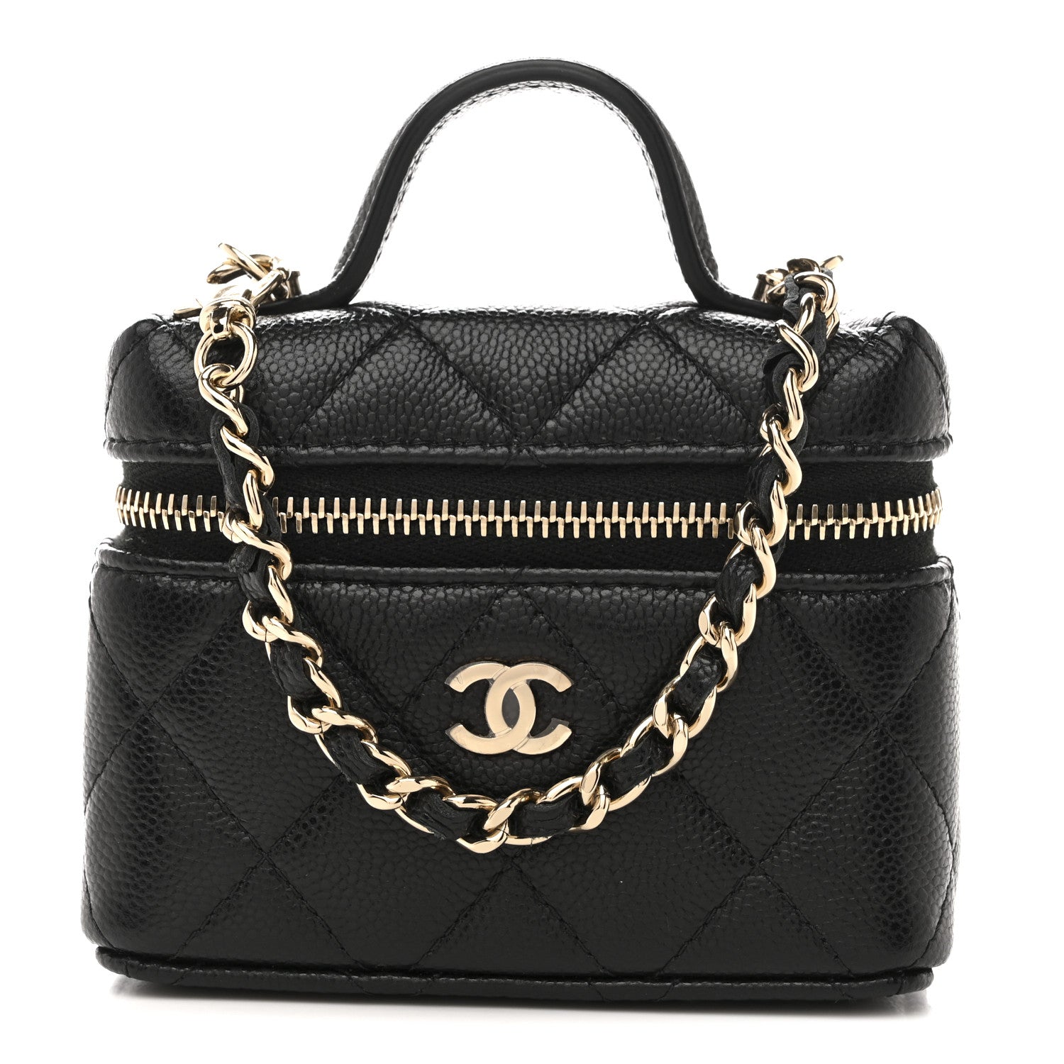 Caviar Quilted Mini Bag Charm With Chain Black