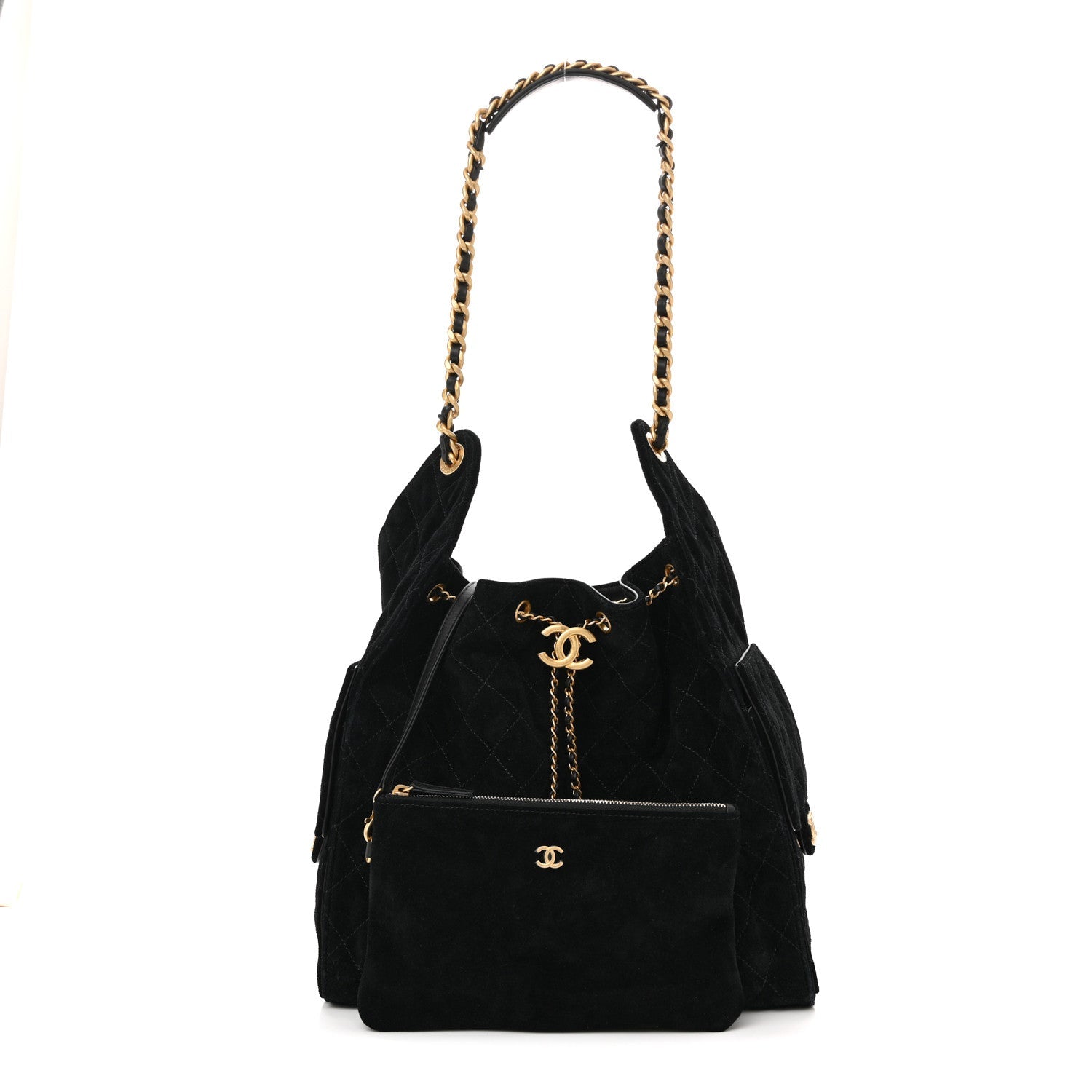 Chanel Suede Quilted Medium Chanel 25 Handbag Black