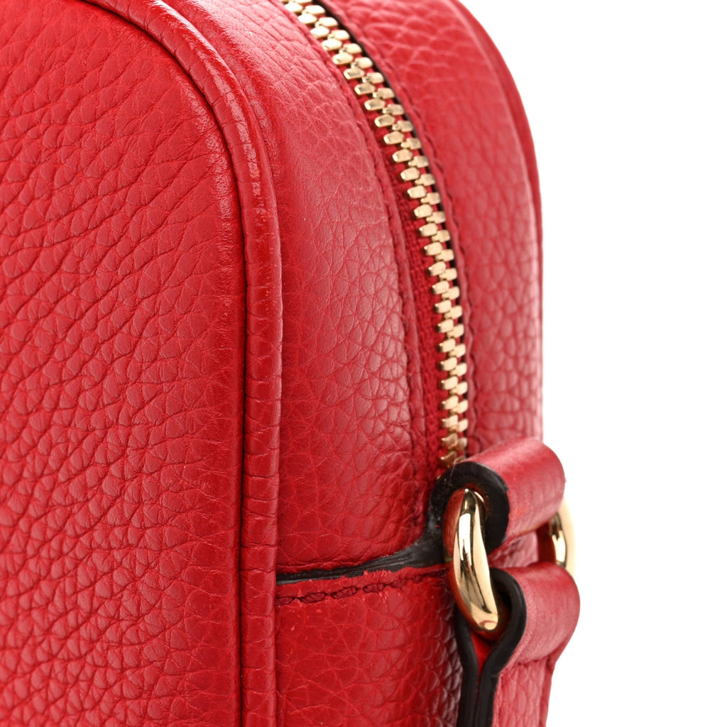 Gucci Pebbled Calfskin Small Soho Disco Bag Tabasco Red