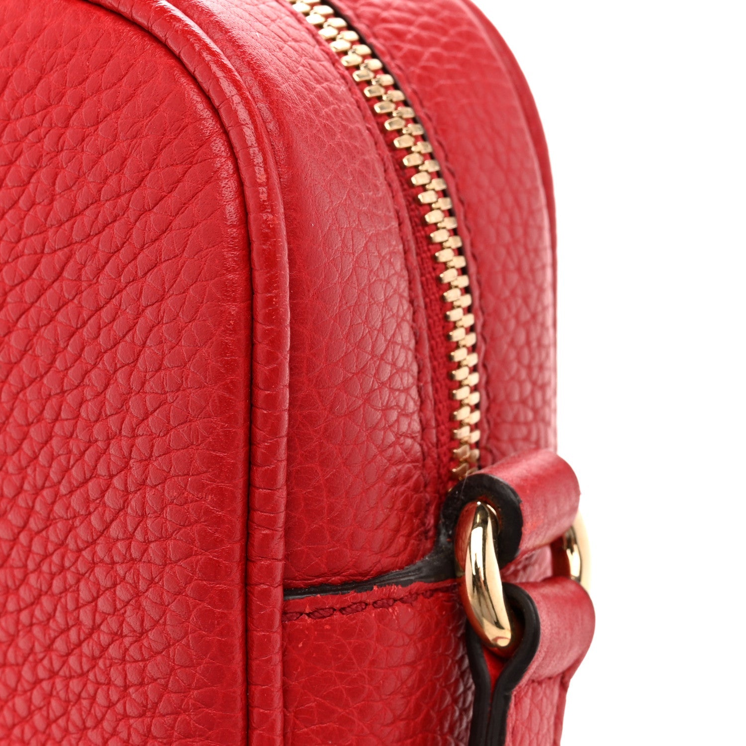 Gucci Pebbled Calfskin Small Soho Disco Bag Tabasco Red